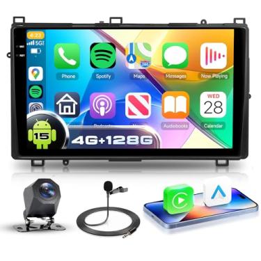Imagem de Estéreo automotivo 4G + 128G Android 15 para Toyota Corolla 2017 2018 2019, sem fio, CarPlay, Android Auto, tela sensível ao toque HD de 22 cm, estéreo automotivo com GPS, WiFi, Bluetooth 5.0, FM, 32