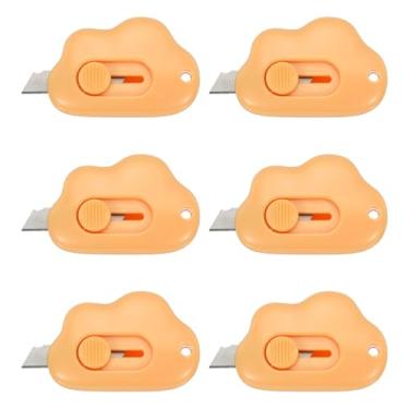 Imagem de PATIKIL Cortadores de caixa, 6 peças, abridor de cartas retrátil em forma de nuvem, pequeno abridor de envelope para corte de papel de abertura de envelope faça você mesmo, laranja (6 x 4 cm)