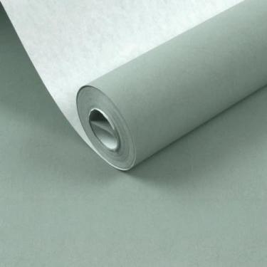 Imagem de ESSMOKO Papel de parede moderno estilo nórdico seda não tecido papel de parede não autoadesivo quarto sala de estar escritório decoração adesivo ciano sujo 53 * 950 cm