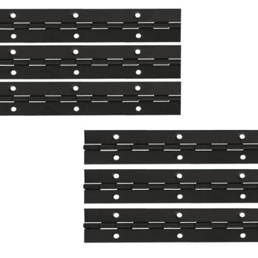 Imagem de 6 peças de dobradiças contínuas e de piano de 15 cm, dobradiças dobráveis contínuas de aço inoxidável preto 304 para portas, armários e janelas
