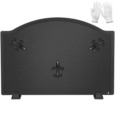 Imagem de STBoo Firebacks Para Lareira De 25 Polegadas - Placas Traseiras Para Lareira Com Pés | Fire Backs Para Cozinha Backsplash Design Decorativo De Flores | Proteção De Parede Com Defletor De Calor Para