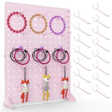 Imagem de VACONICO Suporte de exibição Peg Board com 15 ganchos, prateleira de metal para mesa para shows e feiras de artesanato, lojas de varejo, acabamento de artesanato e artes de fornecedores - 43 x 33 cm e