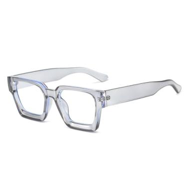 Imagem de Óculos de armação retrô femininos, armações de óculos retrô, unissex, moda popular, lentes transparentes, cinza claro, 146 mm