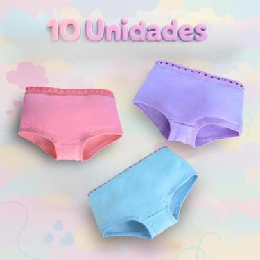 Imagem de Calcinha Infantil Boxer Kit 10 Und - Upy Store, 12, Sortido