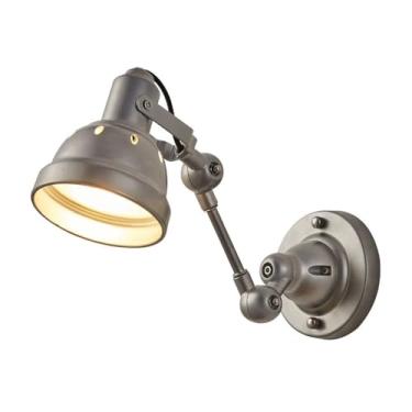 Imagem de Luminária de parede estilo loft, vintage, prata, braço oscilante, luminária de parede, alumínio, dobrável, ajustável, luz de cabeceira, arandelas de celeiro clássicas modernas para quarto, c