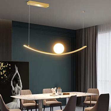 Imagem de Luminária pendente LED simples para sala de jantar, luminária de teto dourada, luz suspensa tricolor, regulável em altura, luzes decorativas, bar, escritório, quarto, sala de estar, iluminaç