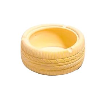Imagem de Cinzeiro de resina cinzeiro amarelo em forma de pneu cinzeiro portátil para quarto, sala de estar, pátio, decoração de casa, etc. Cinzeiro externo