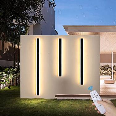 Imagem de Lustre, luminária de parede LED para jardim externo, luminária regulável com controle remoto, arandela preta, tiras longas para áreas externas, internas, IP65, à prova d'água, luminária de b