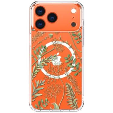 Imagem de ICEDIO Capa para iPhone XX Pro com protetor de tela - compatível com carregamento sem fio, proteção aprimorada da câmera, capa transparente com design floral moderno para mulheres - flores florais de