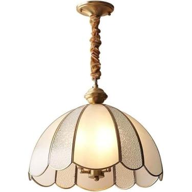 Imagem de Lustre moderno LED, luminária pendente, 3 luzes, iluminação pendente retrô europeia, luz de teto suspensa, cúpula de vidro de 17 polegadas de diâmetro, luminária de teto, decoração moderna