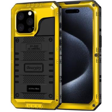 Imagem de Capa de telefone Beasyjoy à prova d'água para iPhone 15 Pro Max amarel