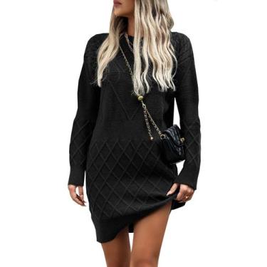 Imagem de Vestido suéter Angashion 2025 outono-inverno para mulheres preto XL