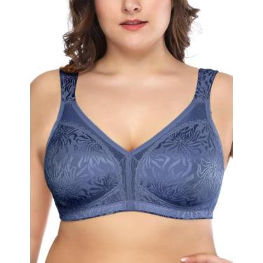 Imagem de Sutiã feminino Deyllo Full Coverage Plus Size 42C azul escuro