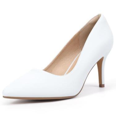 Imagem de Sapatos de salto alto IDIFU White Stiletto Closed Toe Femininos 8,5 EU