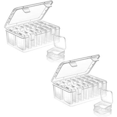 Imagem de HJJWNDDNG Caixa organizadora de contas pequenos recipientes transparentes com 12 mini caixas de plástico com tampa articulada para armazenamento de pequenos itens artesanais