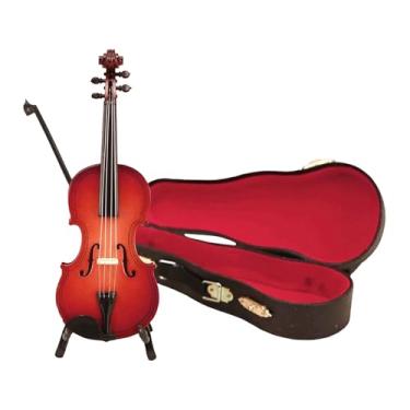 Imagem de Bothyi Miniatura de madeira para violino, modelo de violino, decoração para casa, com suporte, arco e estojo para estante, prateleira de quarto, 14 Cm