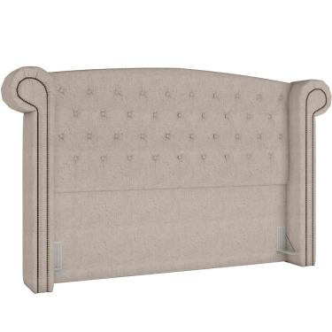 Imagem de Cabeceira Cama Box Casal com Tachas 140 cm Sofia P05 Linho Cru - Lyam Decor
