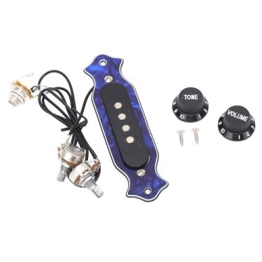 Imagem de Eujgoov Captador de Guitarra Acústico Elétrico Substituição 4 Cordas Acessório Bobina de Cobre Buraco de Som Design Leve Baixo Fácil Instalação Qualidade de Som Aprimorada (Cor Azul GMB334)