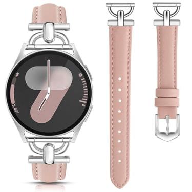 Imagem de DEALELE Pulseiras compatíveis com Samsung Galaxy Watch 7 / FE / 6/6 Classic / 5/5 Pro / 4/4 Classic / 3 41 mm / Huawei GT3 / GT2 de 42 mm, couro macio de 20 mm com pulseira em forma de D, rosa