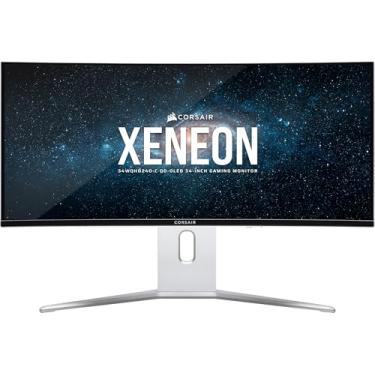 Imagem de Corsair Monitor curvo para jogos XENEON 34WQHD240-C 34 polegadas QD-OLED – 3440 x 1440, 240Hz, 0,03ms GtG, G-SYNC, FreeSync Premium, preto verdadeiro HDR400, HDMI 2.1, DisplayPort 1.4, USB-C – Branco