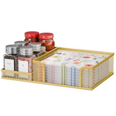 Imagem de Hordely Porta-guardanapos quadrado para mesa, porta-guardanapos de metal para cozinha, sala de jantar, organizador moderno de guardanapos de papel de coquetel para decoração de bancada de saleiro e