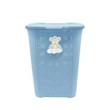 Imagem de Cesto De Roupas Infantil 30L A49 x C38 x L28 Bebê e Mamãe Cor Azul