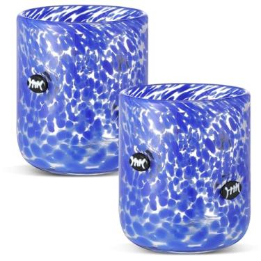 Imagem de SiliFine 2 peças de copos de suco de ícone de futebol - copo de café sem haste de 396 g para presente de suprimentos de festa (azul)