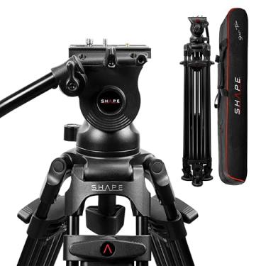 Imagem de Shape Tripé profissional de alumínio para câmera – Tripé resistente com cabeça fluida, espalhador de nível médio, alça telescópica e bolsa – capacidade de carga de 10 kg