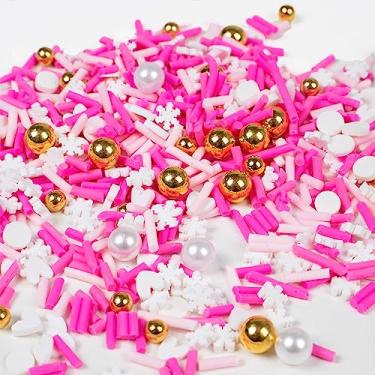 Imagem de FUNSHOWCASE Granulado de pérola de floco de neve de argila de polímero para decoração de bolo de sobremesa falsa, capa de telefone decoden, projetos de geleca faça você mesmo, álbuns, joias de resina