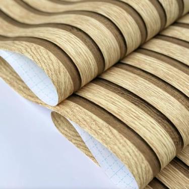 Imagem de Papel de Parede Madeira Ripado Claro PREMIUM 5m x 45cm Adesivo Autocolante Salas e Quartos (3)