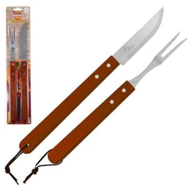 Imagem de Kit Churrasco Conjunto 2 Peças Em Aço Inox Jogo Garfo E Faca - Art Hou