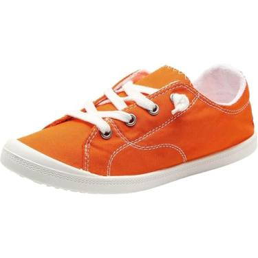 Imagem de Tênis feminino de lona, sem cadarço, cano baixo, moderno, casual, para caminhada, tênis, treino, academia, tênis esportivo, Laranja, 8.5