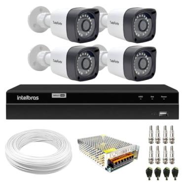 Imagem de Kit 4 Câmeras Tudo Forte Bullet TF 2020 B Full HD 1080p 2.8mm Visão Noturna 20M IP66 + DVR Intelbras MHDX 1304 4 Canais