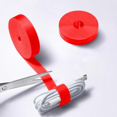 Imagem de 5 metros x 0,6 polegadas abraçadeiras reutilizáveis correias ajustáveis fitas de gerenciamento de cabos correias de organização de cabos para casa, escritório, agrupamento de fios