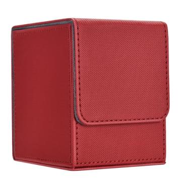 Imagem de Zettokete MTG Deck Box with 2 Dividers, Large Capacity Commander Deck Box Fits 100+ Double-Sleeved Cards, PU Leather Card Case Compatible with Magic Commander YuGiOh TCG CCG, Red