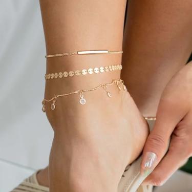 Imagem de Tornozeleira dourada para mulheres pulseira de tornozelo tubular