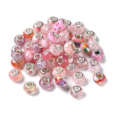 Imagem de 100 peças de contas europeias de resina de furo grande Rondelle espaçador solto para dia dos namorados caneta com contas ornamento de chaveiro pulseira faça você mesmo correntes de cobra colar de