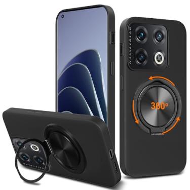 Imagem de Nijiadi Capa de telefone compatível com OnePlus 10 Pro 5G (2022), capa NE2210, suporte de anel giratório de 360°, suporte/suporte, capa protetora de TPU Silm Fit para Oneplus 1+ 10 Pro, preta
