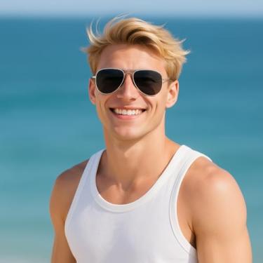 Imagem de Óculos de sol aviador polarizados para homens e mulheres – Estilo piloto clássico com ajuste confortável para atividades ao ar livre, Armação prateada - preta, F