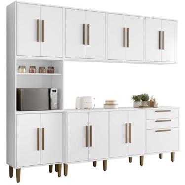 Imagem de Cozinha Completa Lorena 15 Portas 2 Gavetas Branco Kaiki Móveis