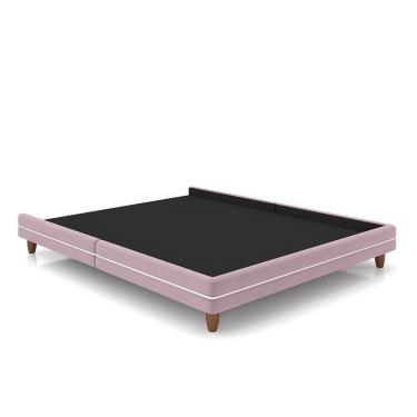 Imagem de Cama Avulsa Para Colchão Queen Torres Pés Em Madeira Veludo Rosê G91 - Gran Belo