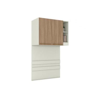 Imagem de Armário Aéreo Modulado Ponte Solteiro MC12 Seletto c/ 2 Portas e 2 Nichos cor Areia/Jequitibá - Henn