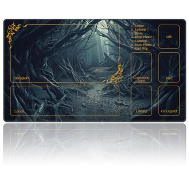 Imagem de for MTG Playmat with Zones 27.5" x 15.74" inches for TCG Playmat Non-Slip Rubber Base Commander Playmat for Magic The Gathering Playmat Iorcana Trading Card Game, Strange Mysterious Dark Forest