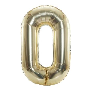 Imagem de Balão grande de hélio com número de hélio de 101 cm para festa de casamento 0-9 (ouro pálido, 0)
