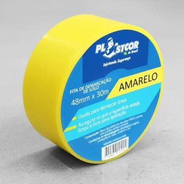 Imagem de Fita Demarcação De Solo 48mmx30m Chão-vidro-portas Amarela - Plastcor