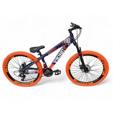 Imagem de Bicicleta Aro 26 Vikingx Tuff X25 Freeride 21v Aros Vmaxx Dh Freio A Disco Pneu Flame - Roxo-laranja