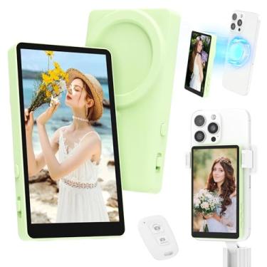 Imagem de wepvo Tela de monitor de selfie, gravação de vídeo Vlog 4K 30fps para iPhone e Android usando câmera traseira do telefone para Selfie Vlog Live Stream TikTok, controle remoto Bluetooth, essencial para