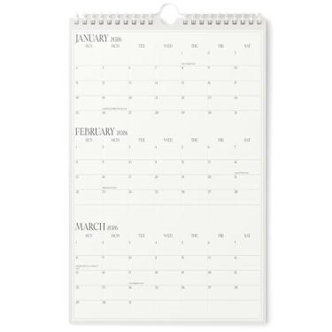 Imagem de Karto Calendário de parede de 3 meses 2026 - vertical 28 x 43 cm de janeiro de 2026 a junho de 2027 - Aumente sua produtividade e planejamento fácil com o calendário mensal estético - Bege Boho
