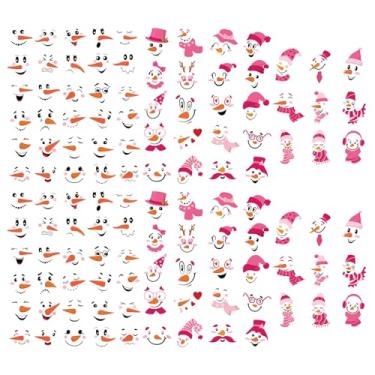 Imagem de 118 Peças/6 Folhas Adesivos Rosto Boneco Neve, Adesivos Natal PVC para Bola Natal Copo Janela Xícara Geladeira Artesanatos DIY Decoração Festa