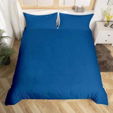 Imagem de Castle Fairy Capa de edredom queen azul escuro, arte abstrata, capa de edredom com 2 fronhas, estilo azul simples, respirável, conjunto de cama decorativo, edredom não incluído